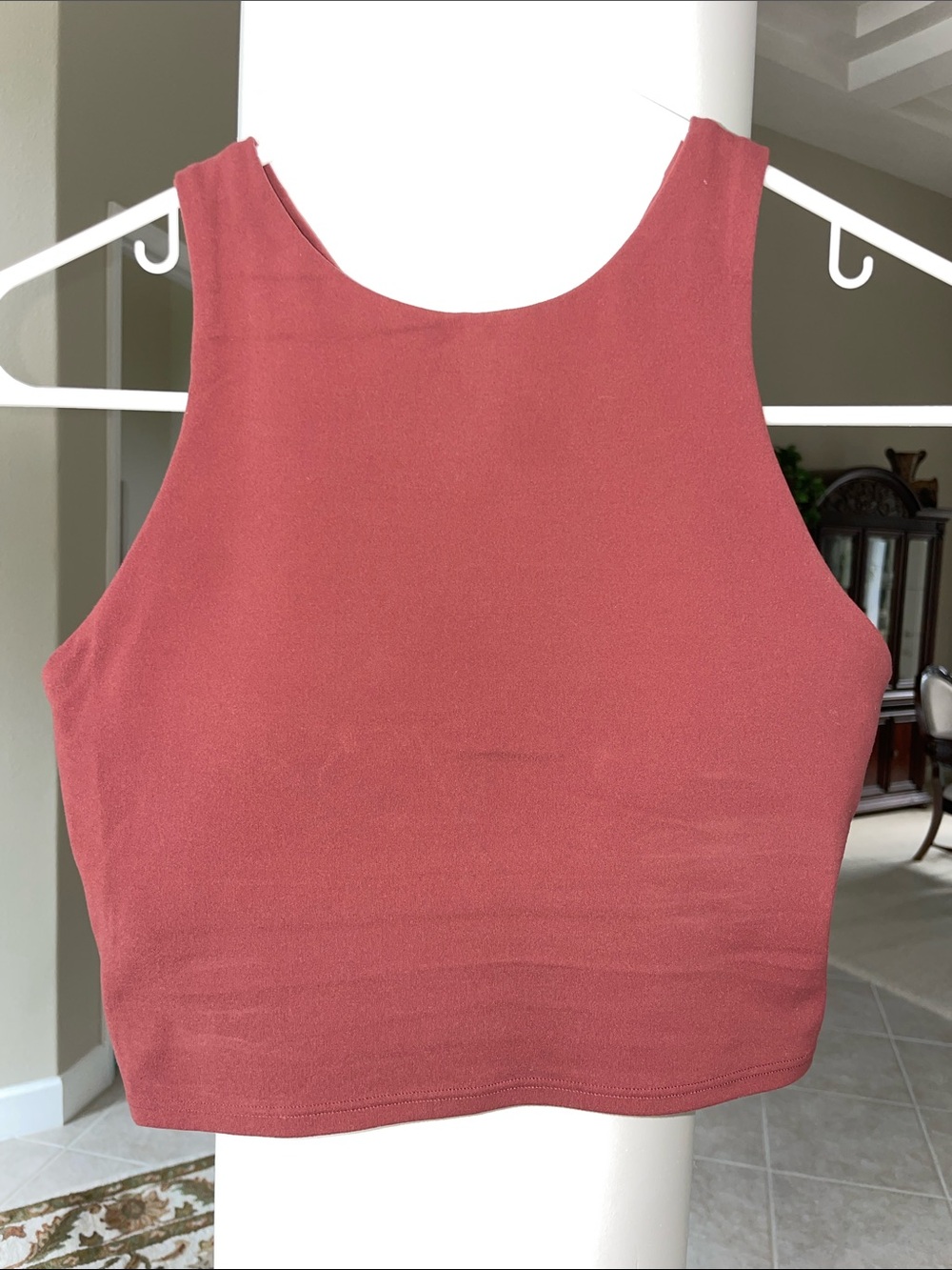 Athleta, xs, lightly padded sports bra/crop top, rust color